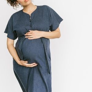 Blue cotton maternity caftan by Storq size “3”